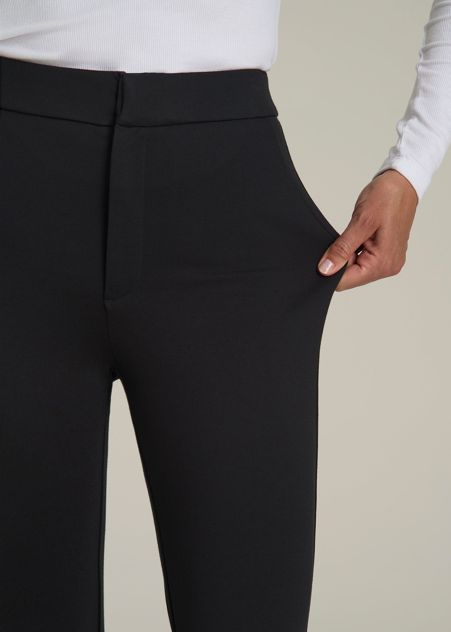Soft Flex Ponte Skinny High Rise Pant for Tall Women in Black