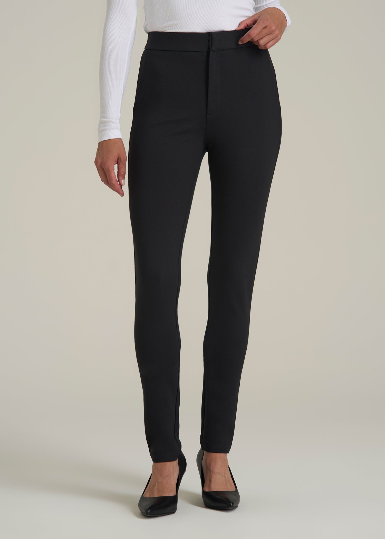 Soft Flex Ponte Skinny High Rise Pant for Tall Women in Black