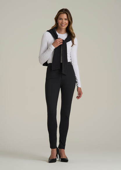 Soft Flex Ponte Skinny High Rise Pant for Tall Women in Black
