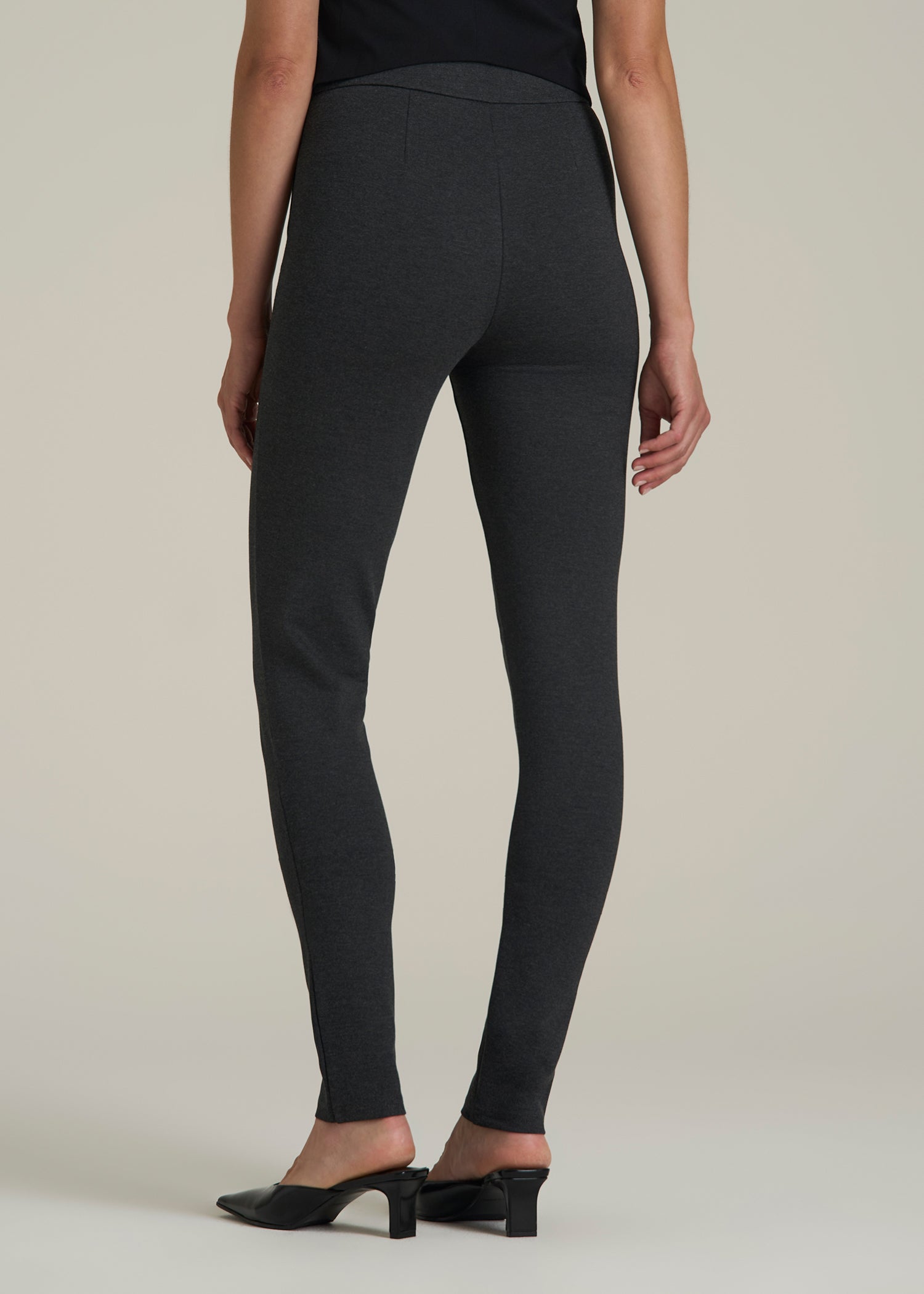 Soft Flex Ponte Skinny High Rise Pant for Tall Women in Dark Charcoal Heather