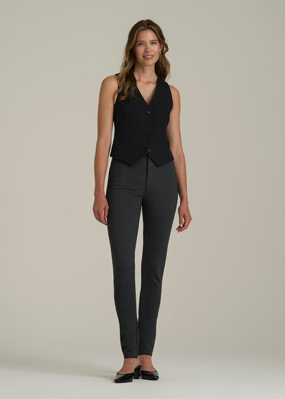 Soft Flex Ponte Skinny High Rise Pant for Tall Women in Dark Charcoal Heather
