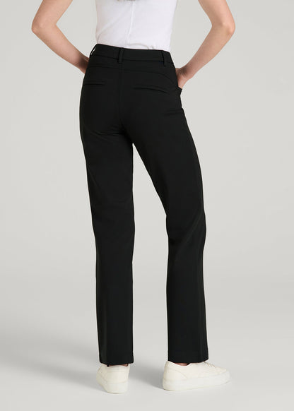 Soft Flex Ponte Straight Leg Pants for Tall Women in Black