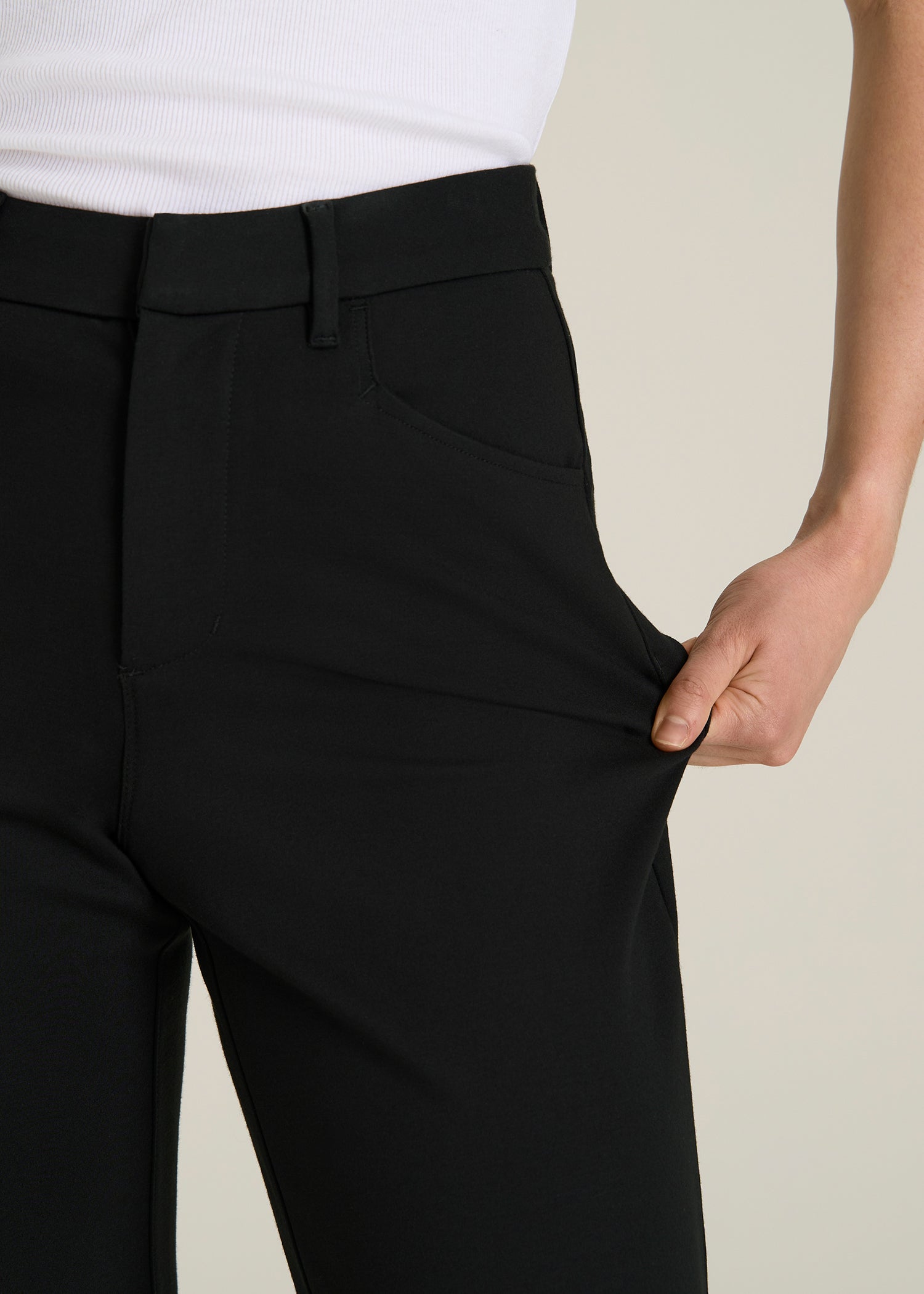 Soft Flex Ponte Straight Leg Pants for Tall Women in Black