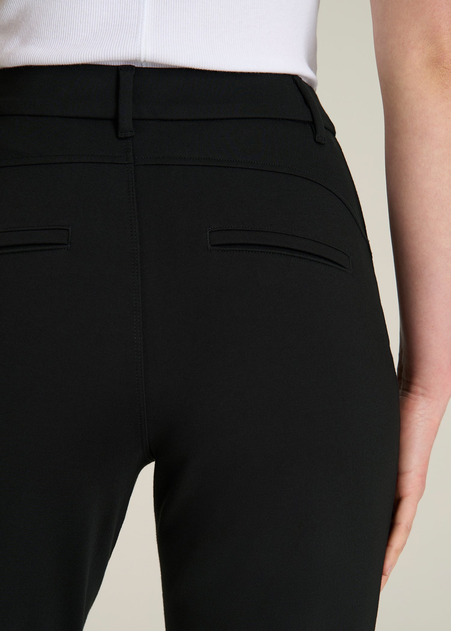 Soft Flex Ponte Straight Leg Pants for Tall Women in Black