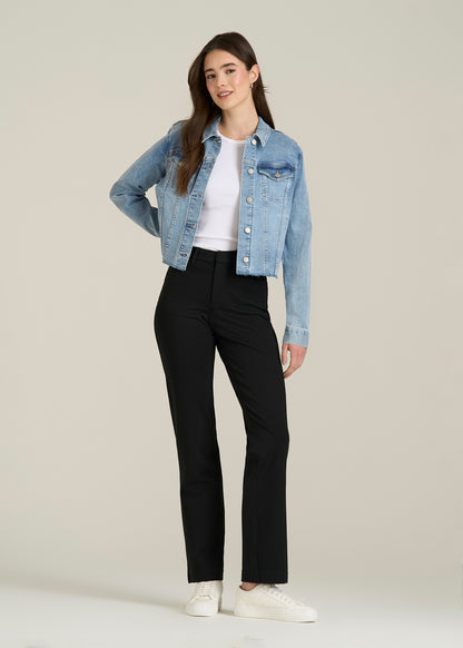 Soft Flex Ponte Straight Leg Pants for Tall Women in Black