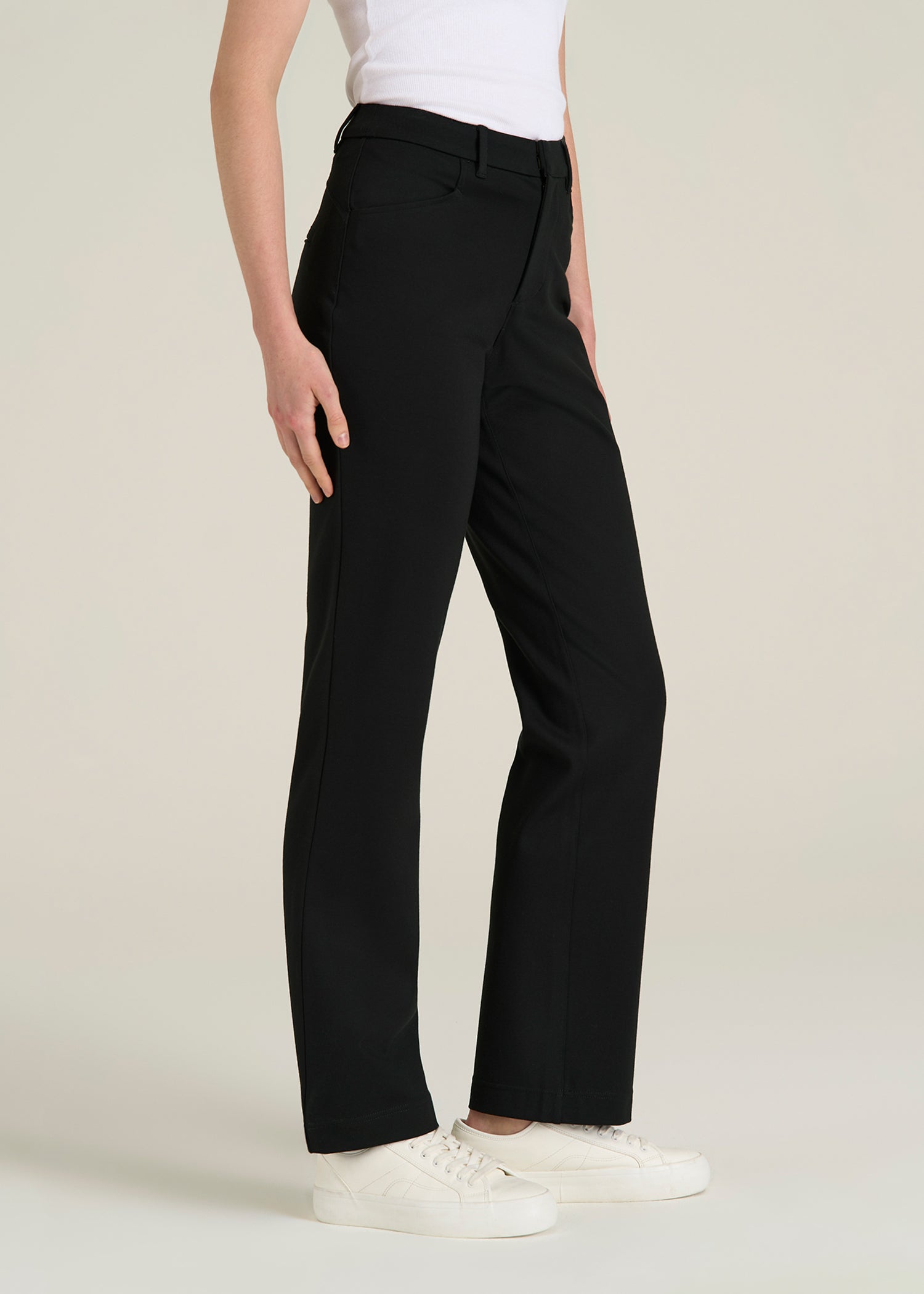 Soft Flex Ponte Straight Leg Pants for Tall Women in Black