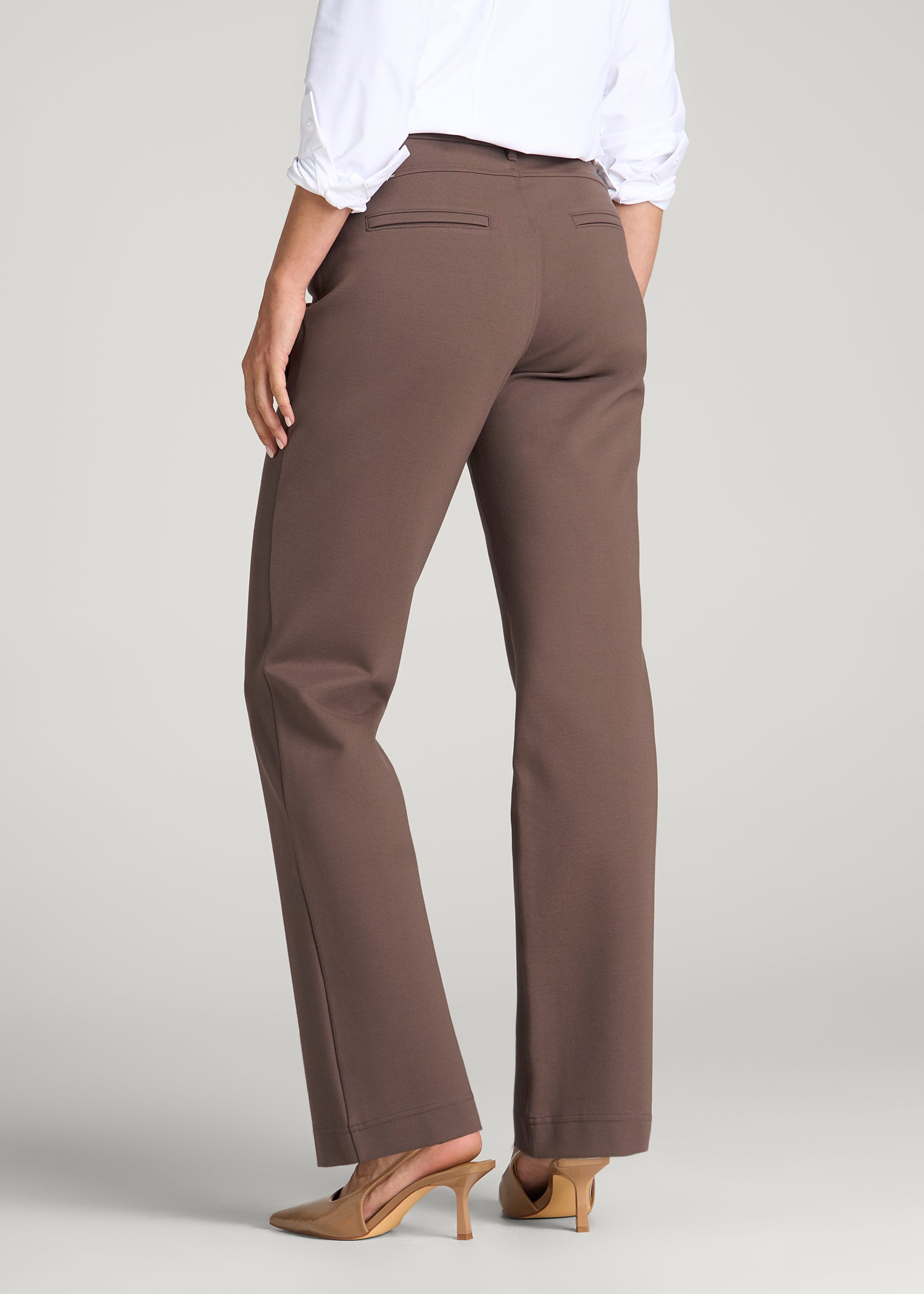 Flex Ponte Straight Leg Pant for Tall Women in Coffee Quartz