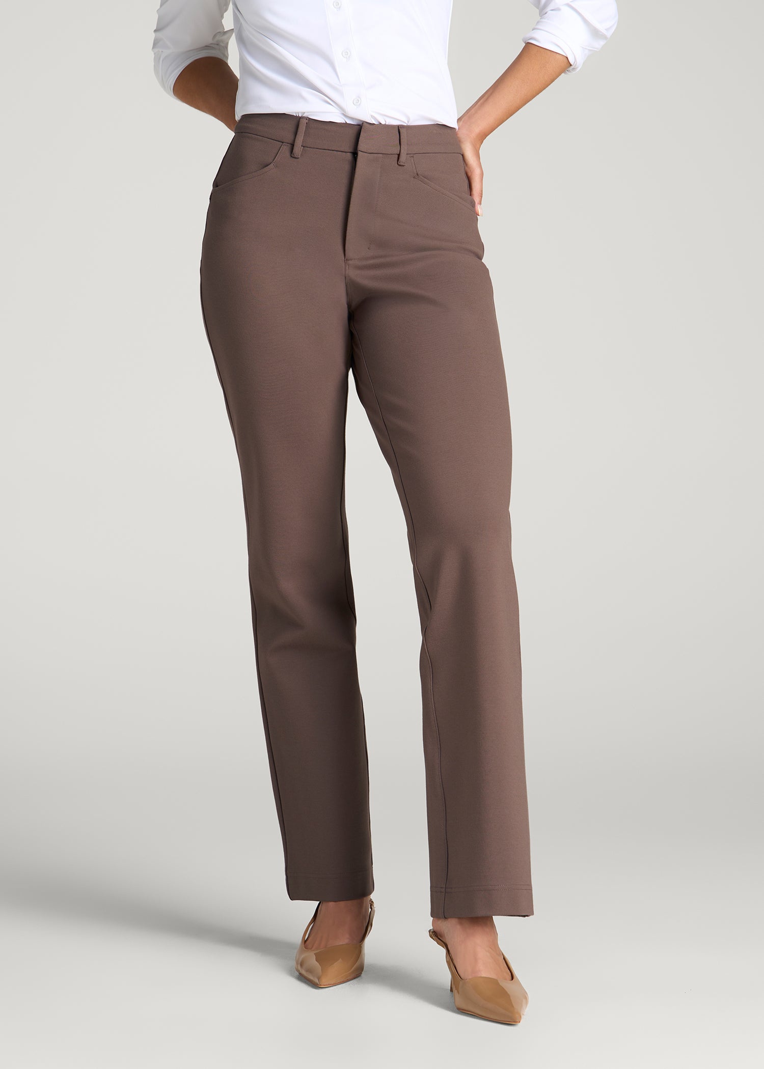 Flex Ponte Straight Leg Pant for Tall Women in Coffee Quartz