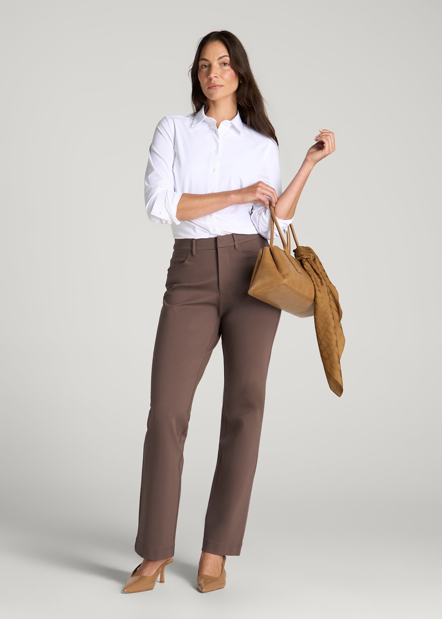 Flex Ponte Straight Leg Pant for Tall Women in Coffee Quartz