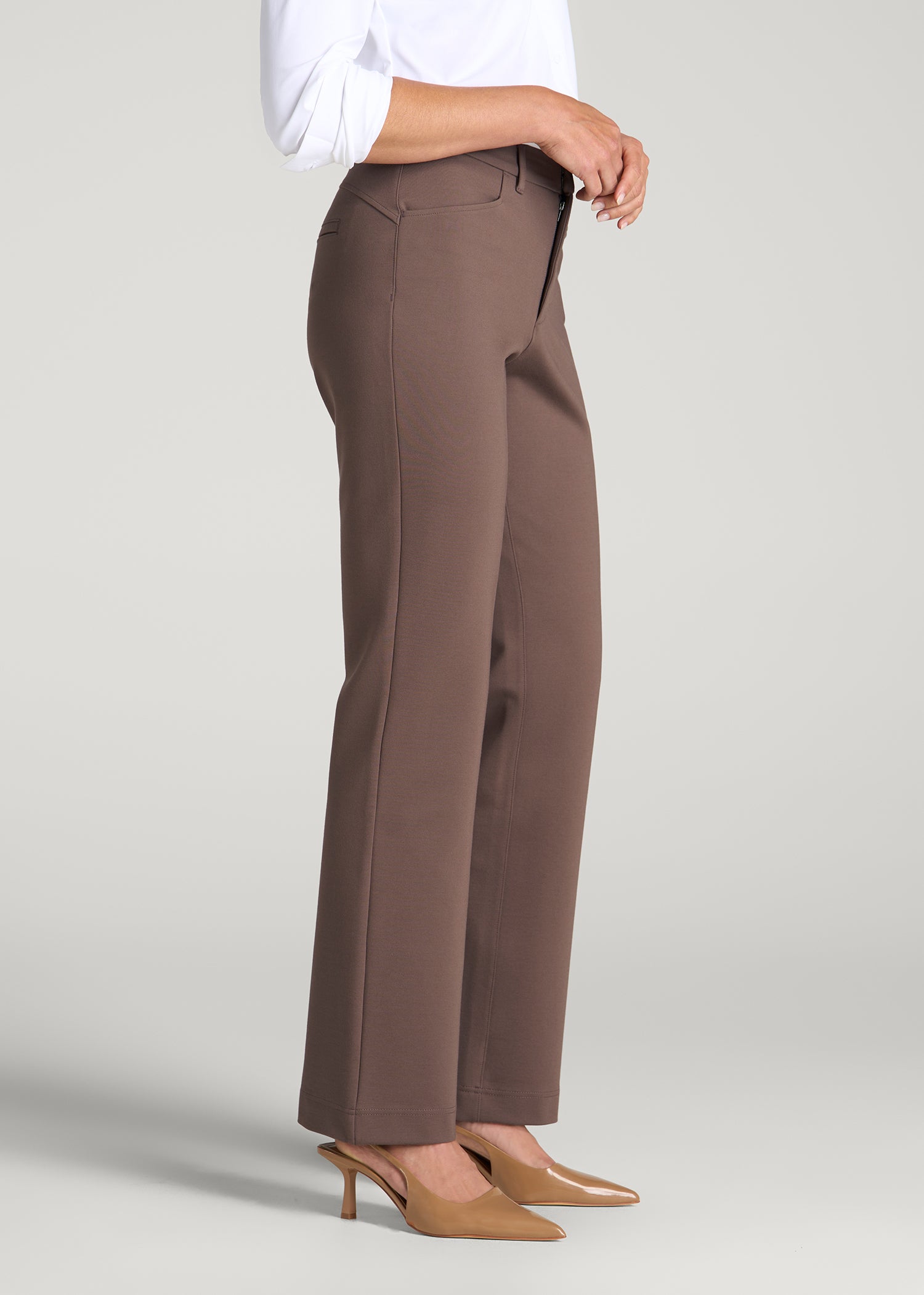 Flex Ponte Straight Leg Pant for Tall Women in Coffee Quartz