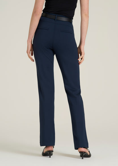 Soft Flex Ponte Straight Leg Pants for Tall Women in Navy