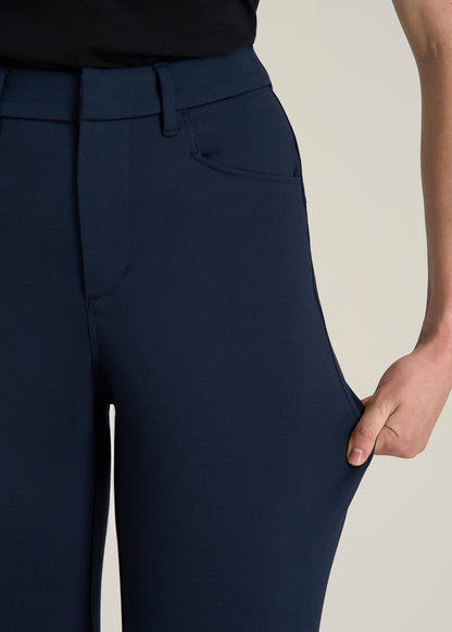 Soft Flex Ponte Straight Leg Pants for Tall Women in Navy