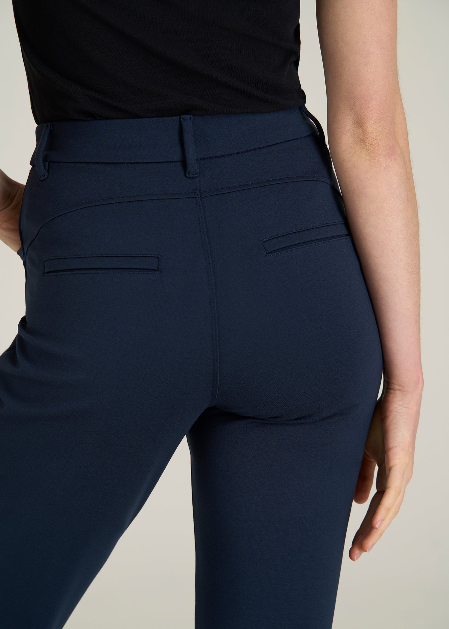 Soft Flex Ponte Straight Leg Pants for Tall Women in Navy