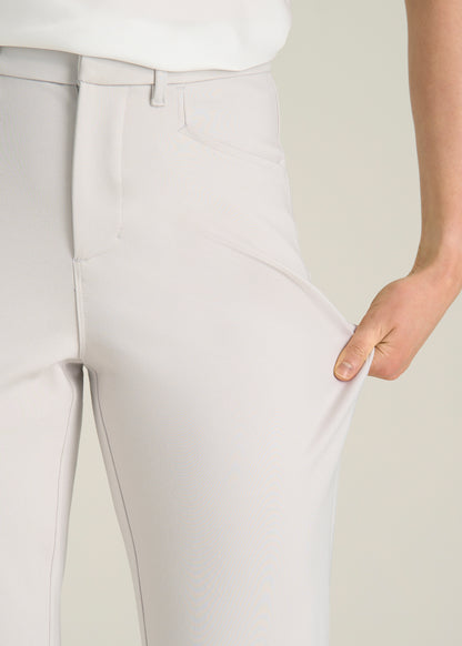 Soft Flex Ponte Straight Leg Pants for Tall Women in White Sand