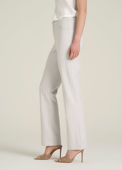 Soft Flex Ponte Straight Leg Pants for Tall Women in White Sand