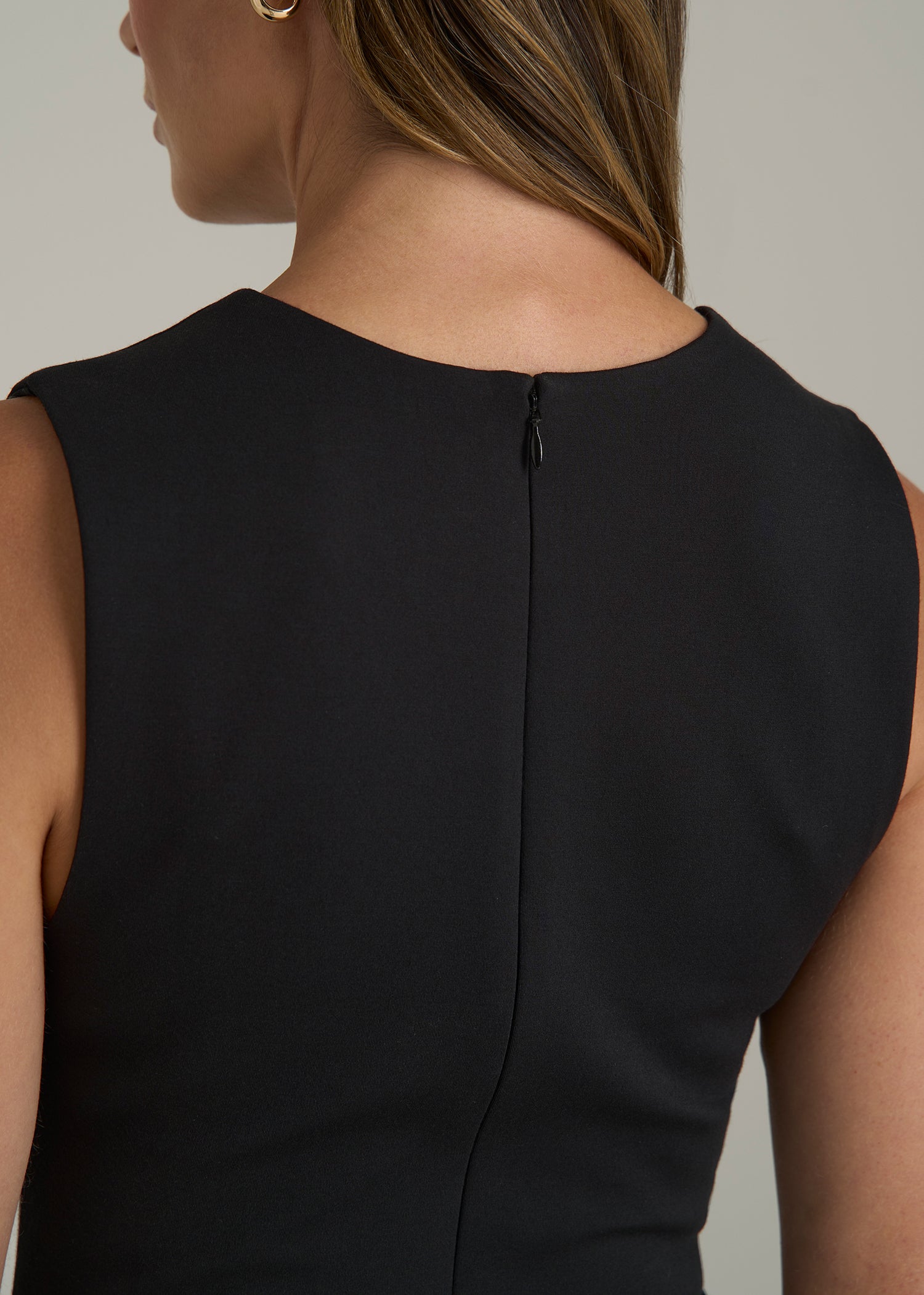 Soft Flex Ponte Wide-Leg V-Neck Jumpsuit for Tall Women in Black