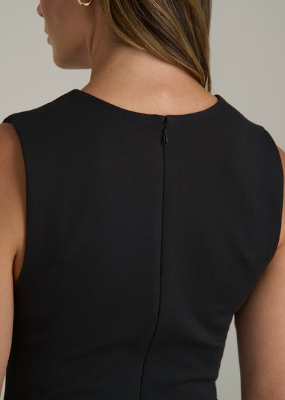 Soft Flex Ponte Wide-Leg V-Neck Jumpsuit for Tall Women in Black