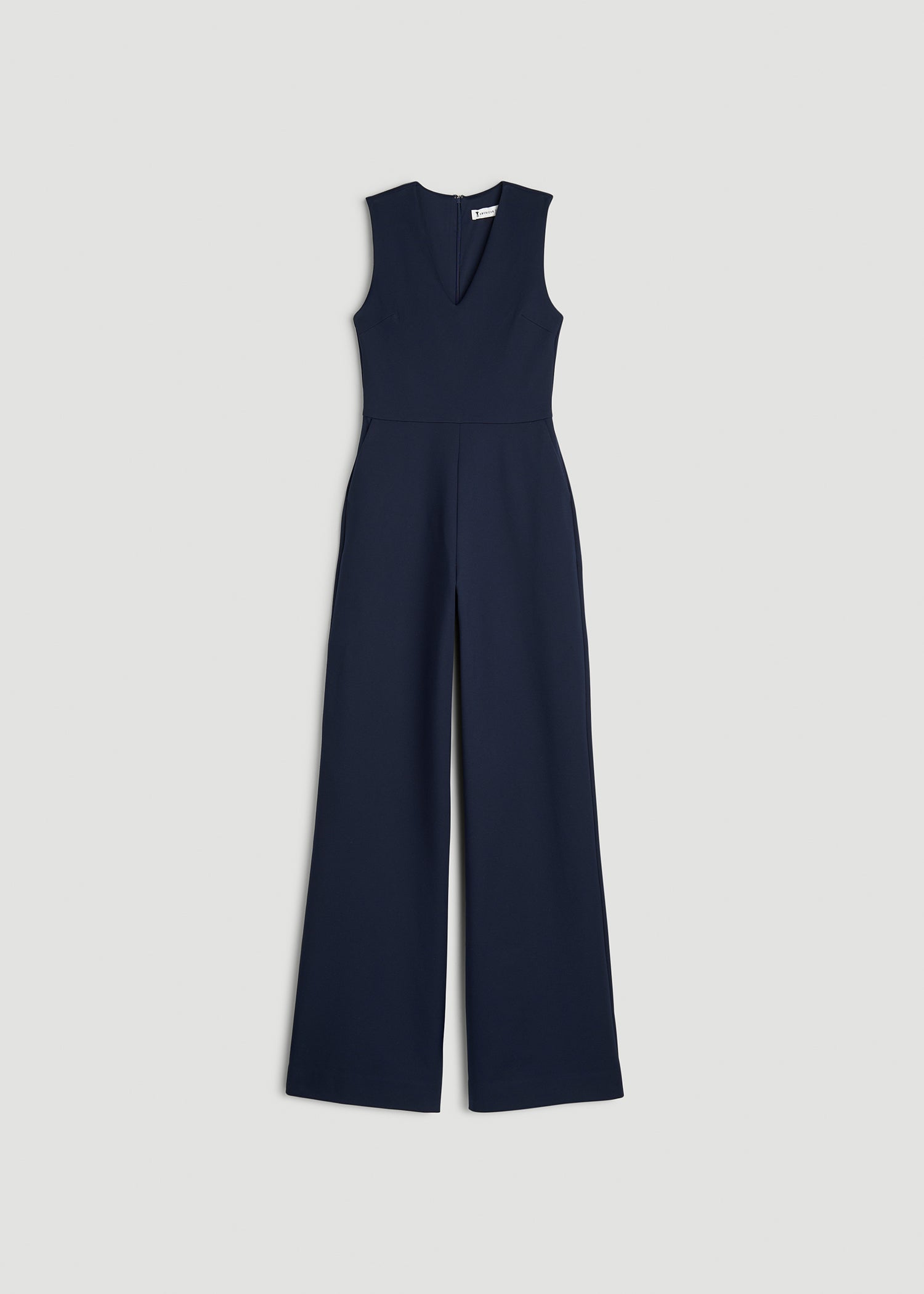 Flex Ponte Wide Leg V-Neck Jumpsuit for Tall Women in Navy