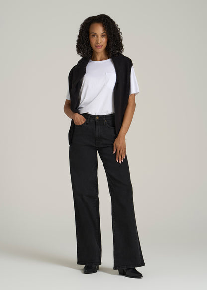Stevie Wide Leg Jeans for Tall Women in Onyx Black Wash