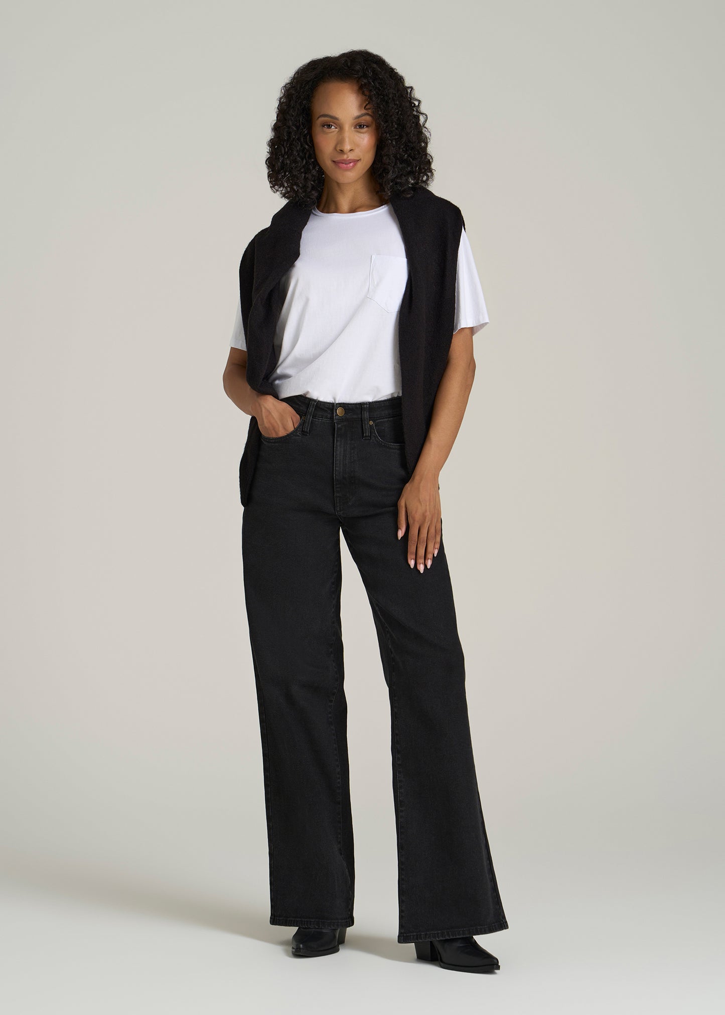 Stevie Wide Leg Jeans for Tall Women in Onyx Black Wash