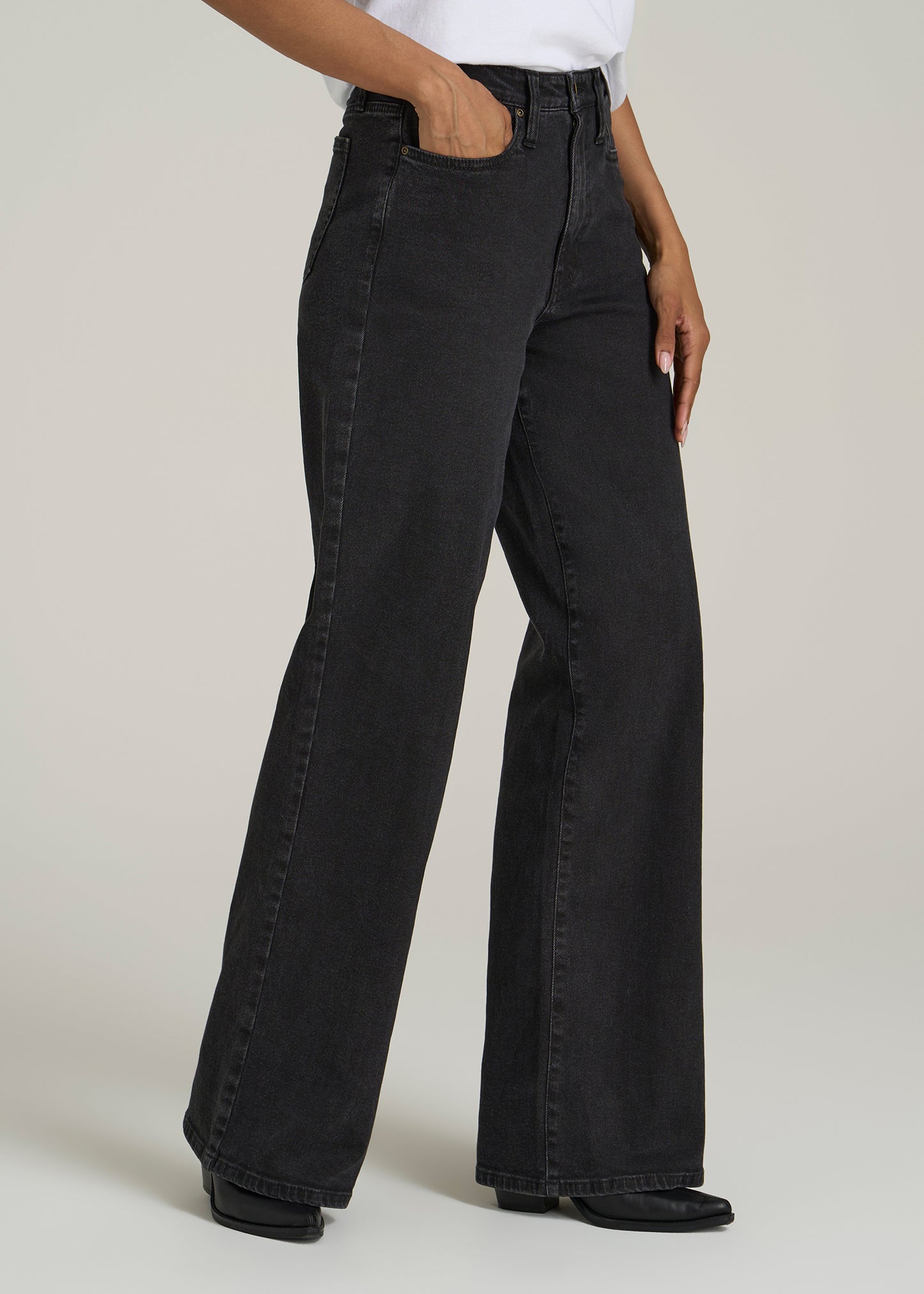 Stevie Wide Leg Jean for Tall Women in Onyx Black Wash