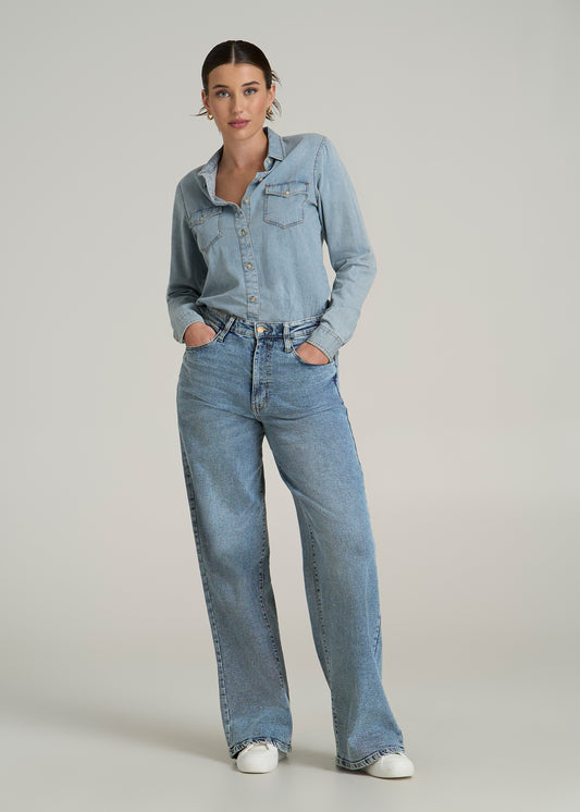 Stevie Wide Leg Jeans for Tall Women in Perfect Blue