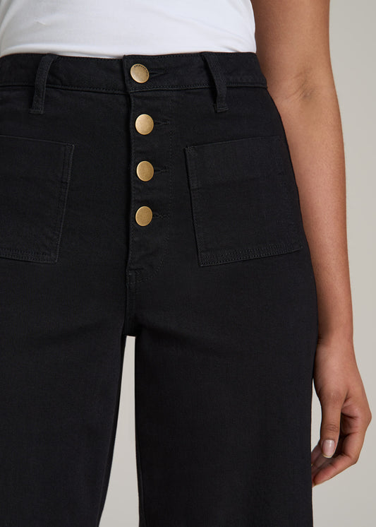 Stevie Wide Leg Patch Pocket Jean for Tall Women in Black