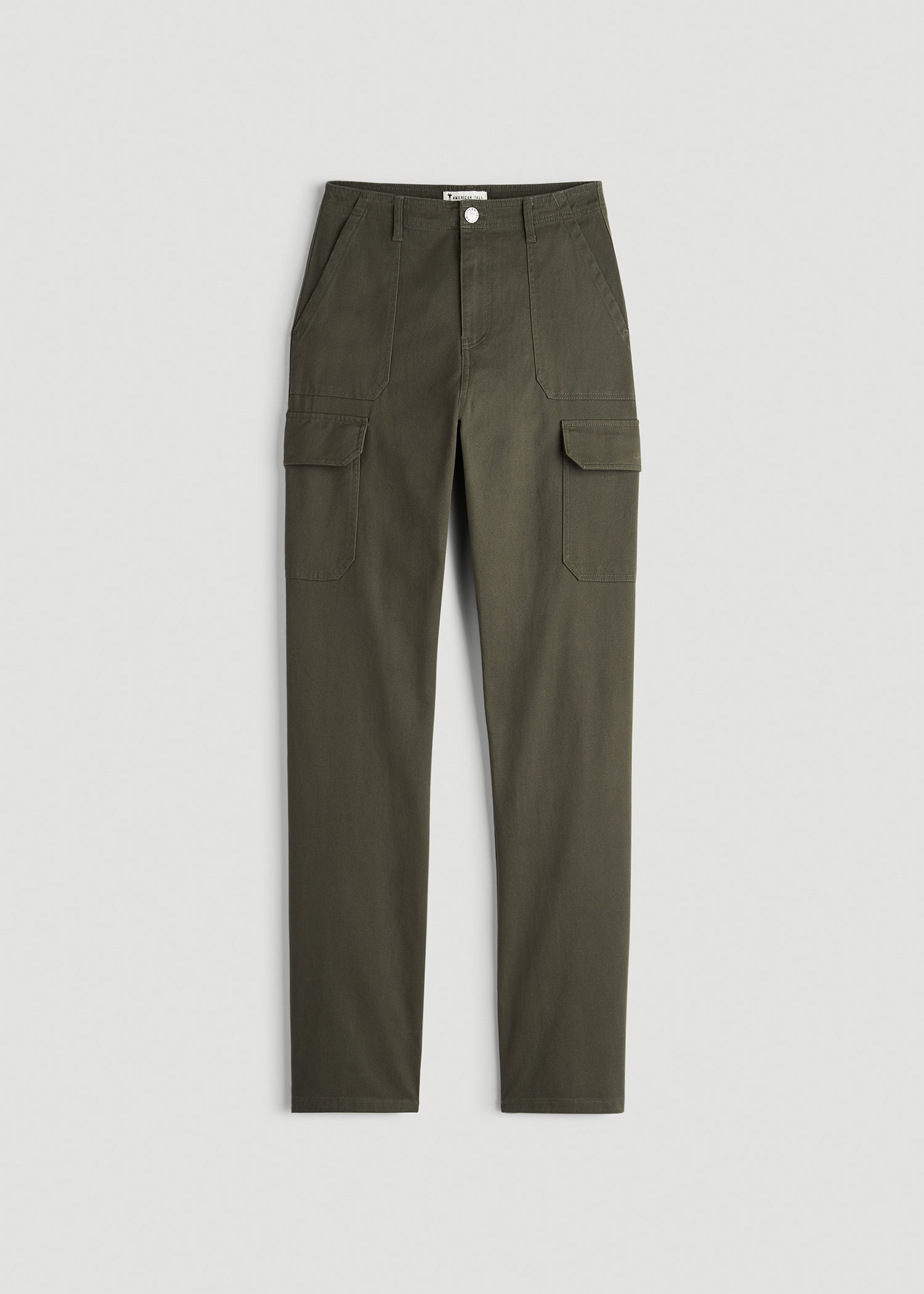 Straight Leg Cargo Chino Pants for Tall Women in Dark Moss Green