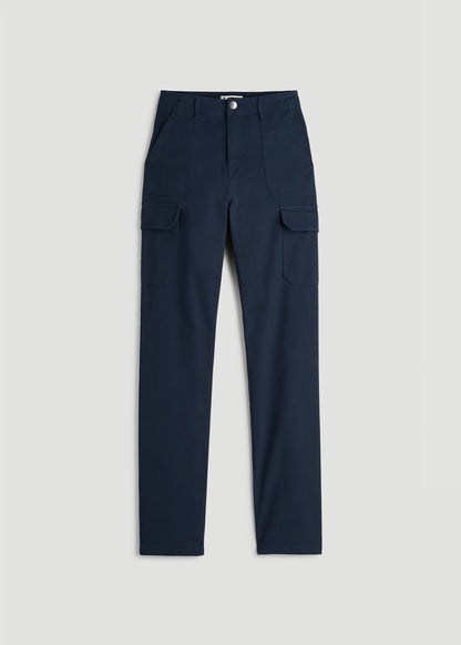 Straight Leg Cargo Chino Pants for Tall Women in Navy
