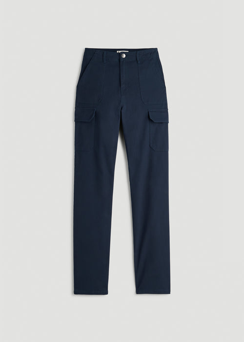 Straight Leg Cargo Chino Pants for Tall Women in Navy