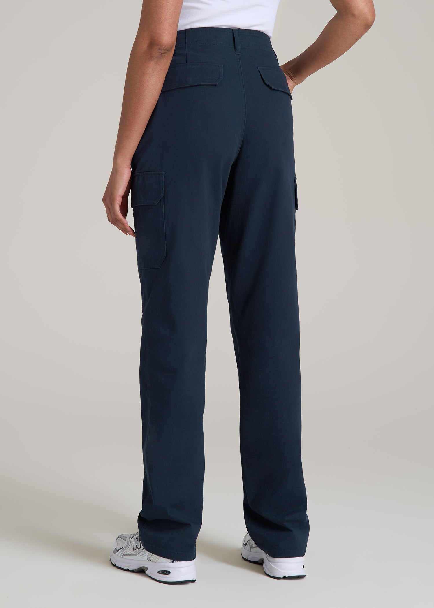 Straight Leg Cargo Chino Pants for Tall Women in Navy