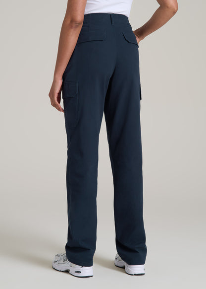 Straight Leg Cargo Chino Pants for Tall Women in Navy