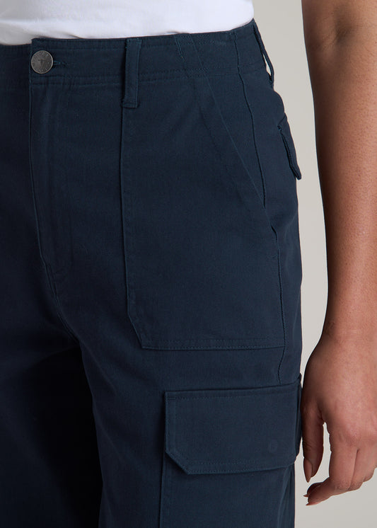 Straight Leg Cargo Chino Pants for Tall Women in Navy