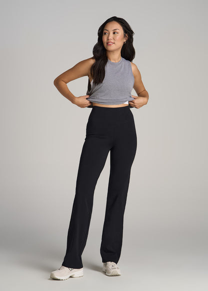 Women's Straight Leg Cotton Leggings for Tall Women in Black