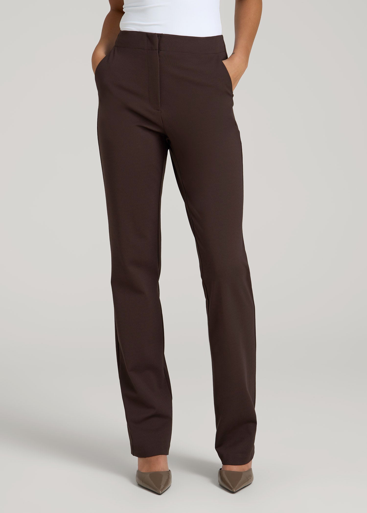 Freedom Flex Slim Straight Leg Dress Pants for Tall Women in Espresso