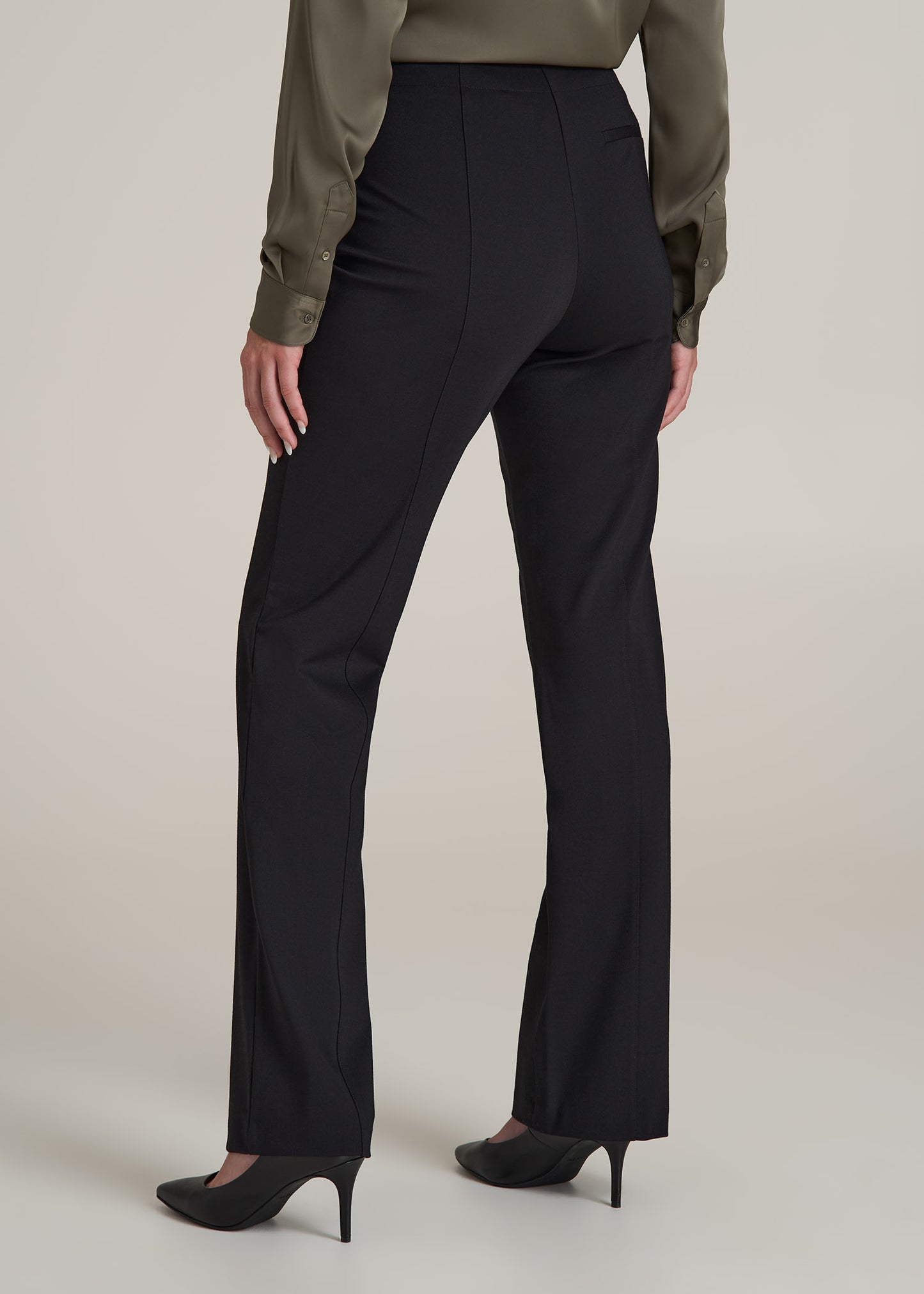 Straight Leg Dress Pants for Tall Women in Black