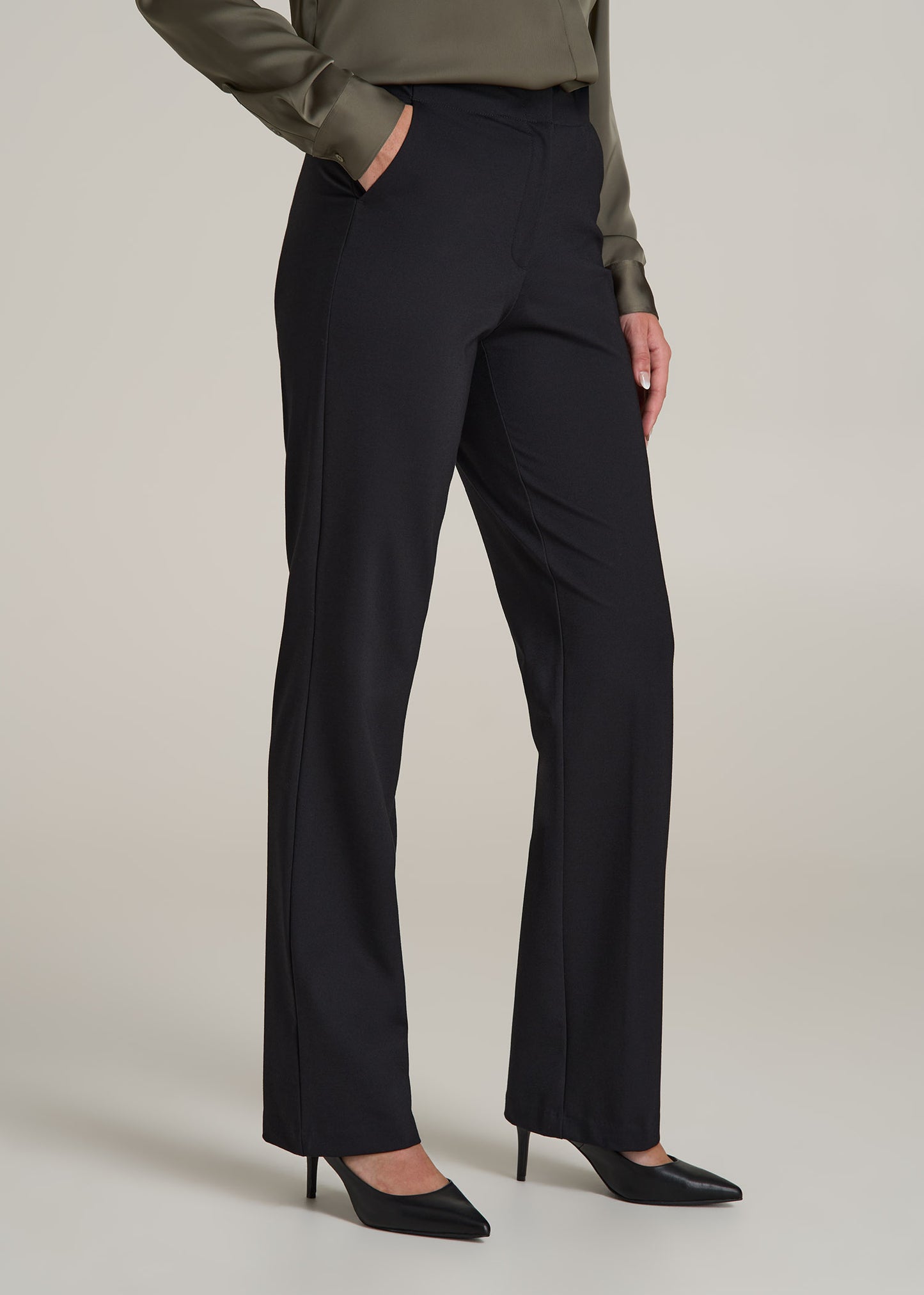 Straight Leg Dress Pants for Tall Women in Black