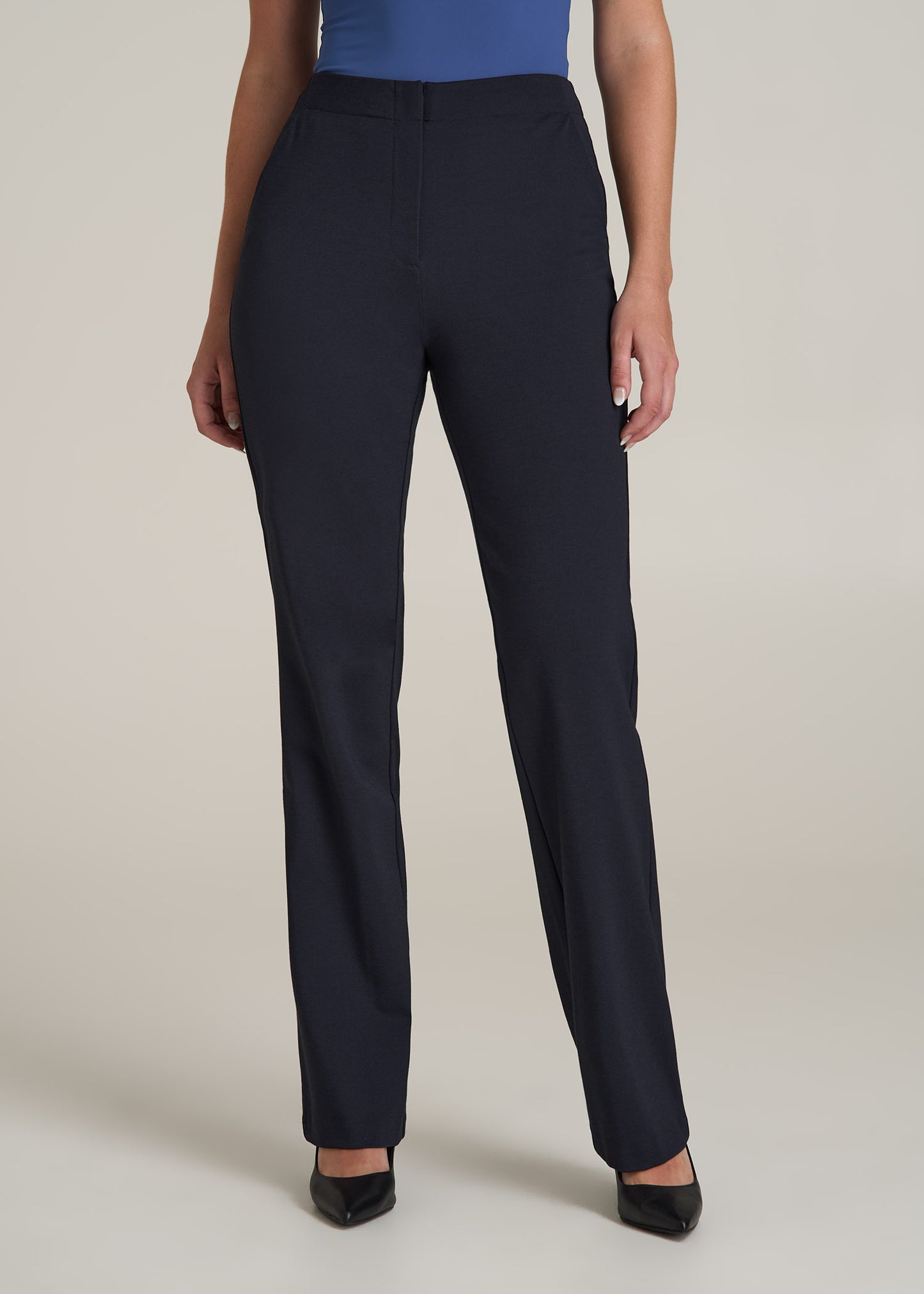 Straight Leg Dress Pants for Tall Women in Deep Navy