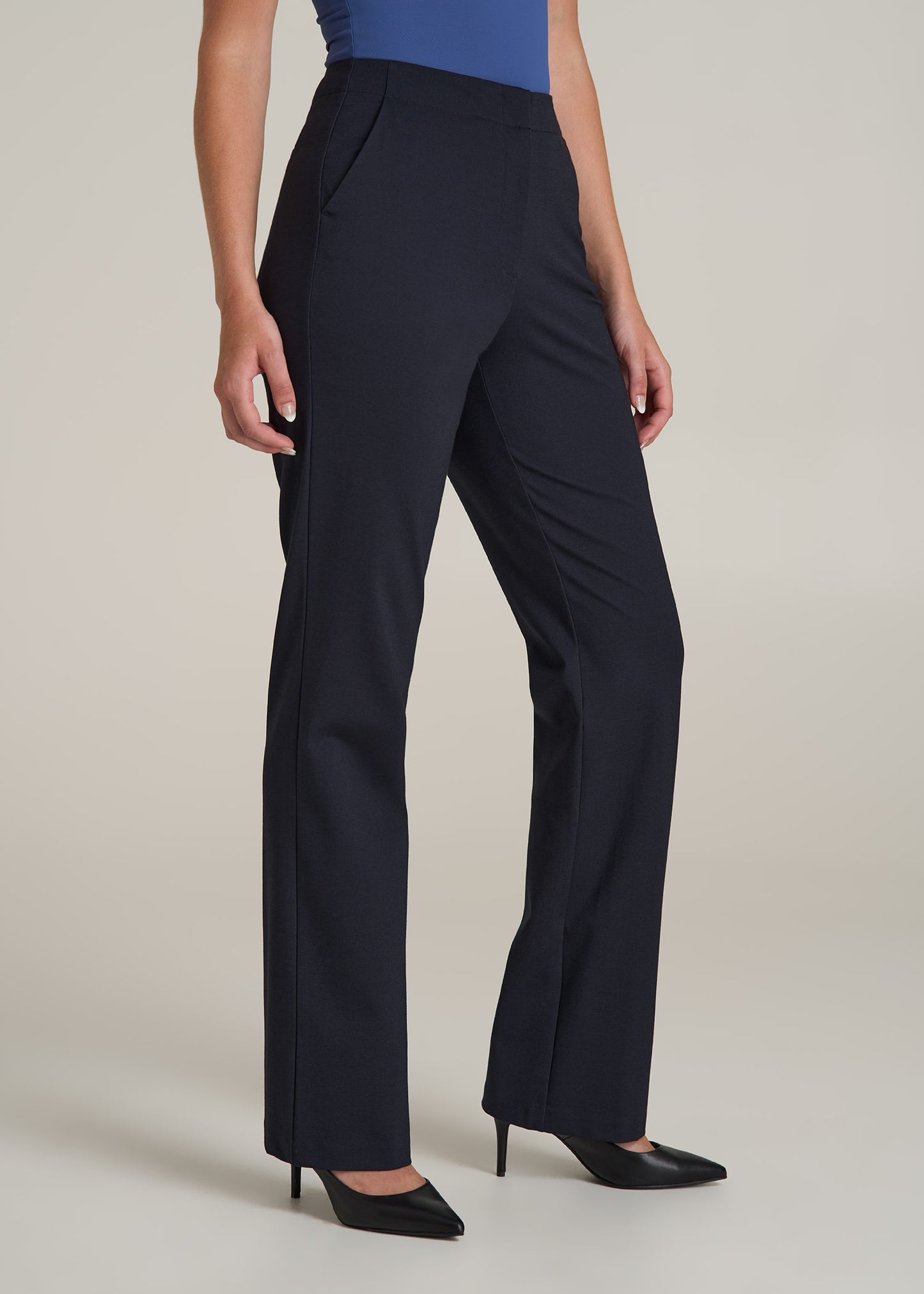 Straight Leg Dress Pants for Tall Women in Deep Navy