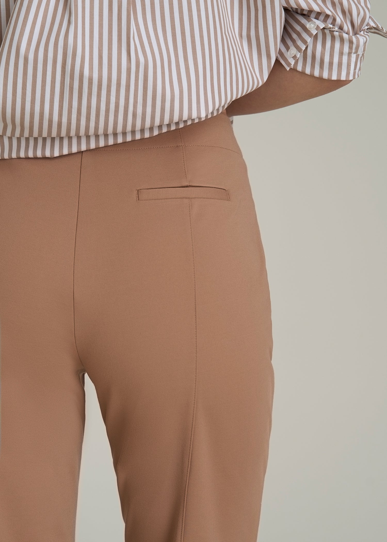Straight Leg Dress Pants for Tall Women in Woodsmoke