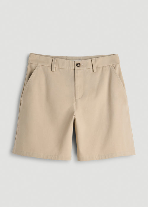 Stretch Commuter Chino Shorts for Tall Women in Warm Taupe