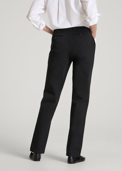 Stretch Commuter Tapered Fit Chino Pants for Tall Women in Black