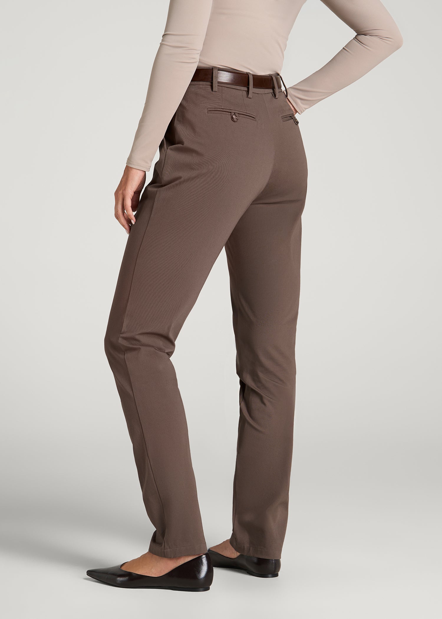 Stretch Commuter Tapered Chino Pants for Tall Women in Coffee Quartz