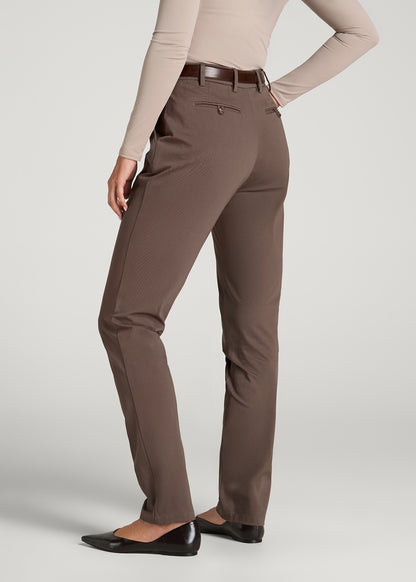Stretch Commuter Tapered Chino Pants for Tall Women in Coffee Quartz