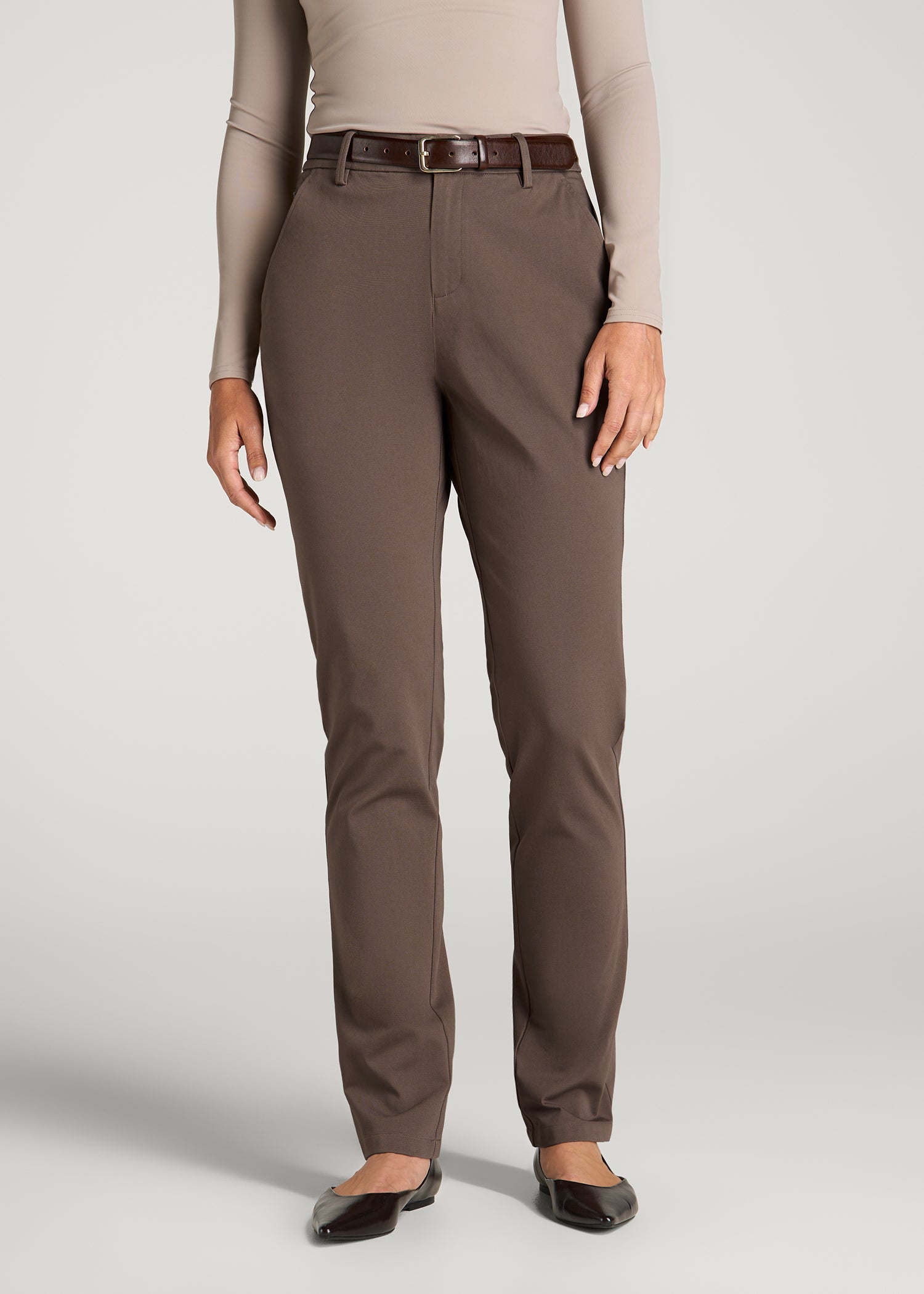 Stretch Commuter Tapered Chino Pants for Tall Women in Coffee Quartz