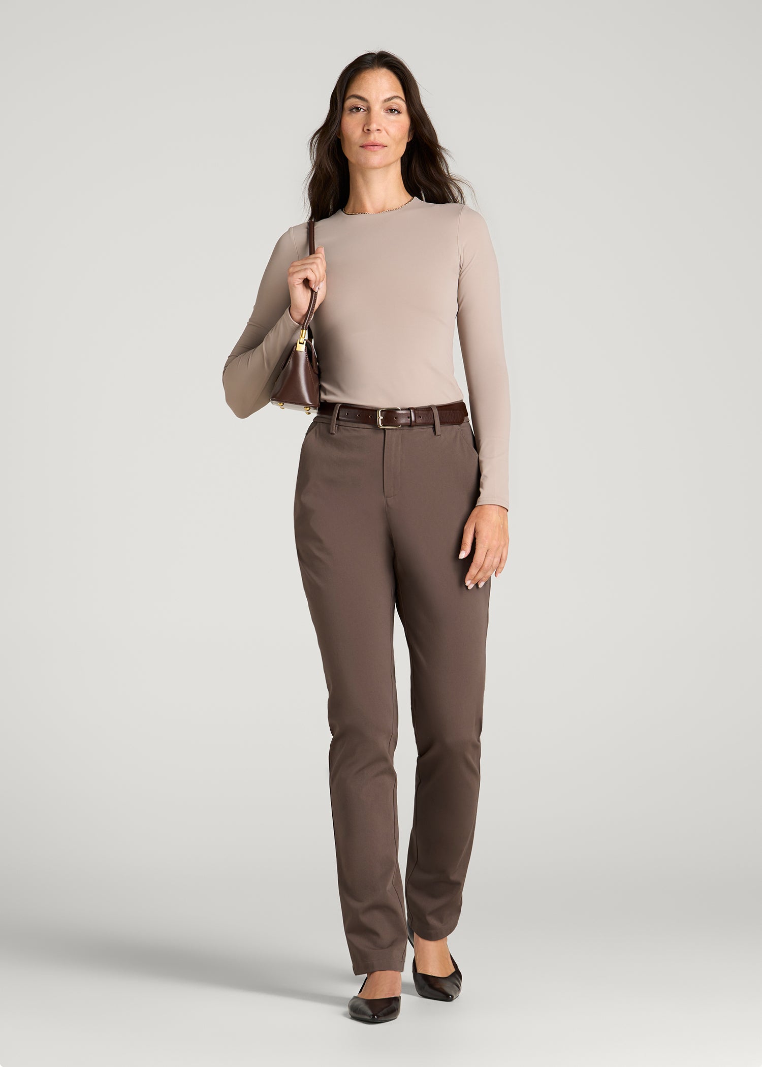 Stretch Commuter Tapered Chino Pants for Tall Women in Coffee Quartz