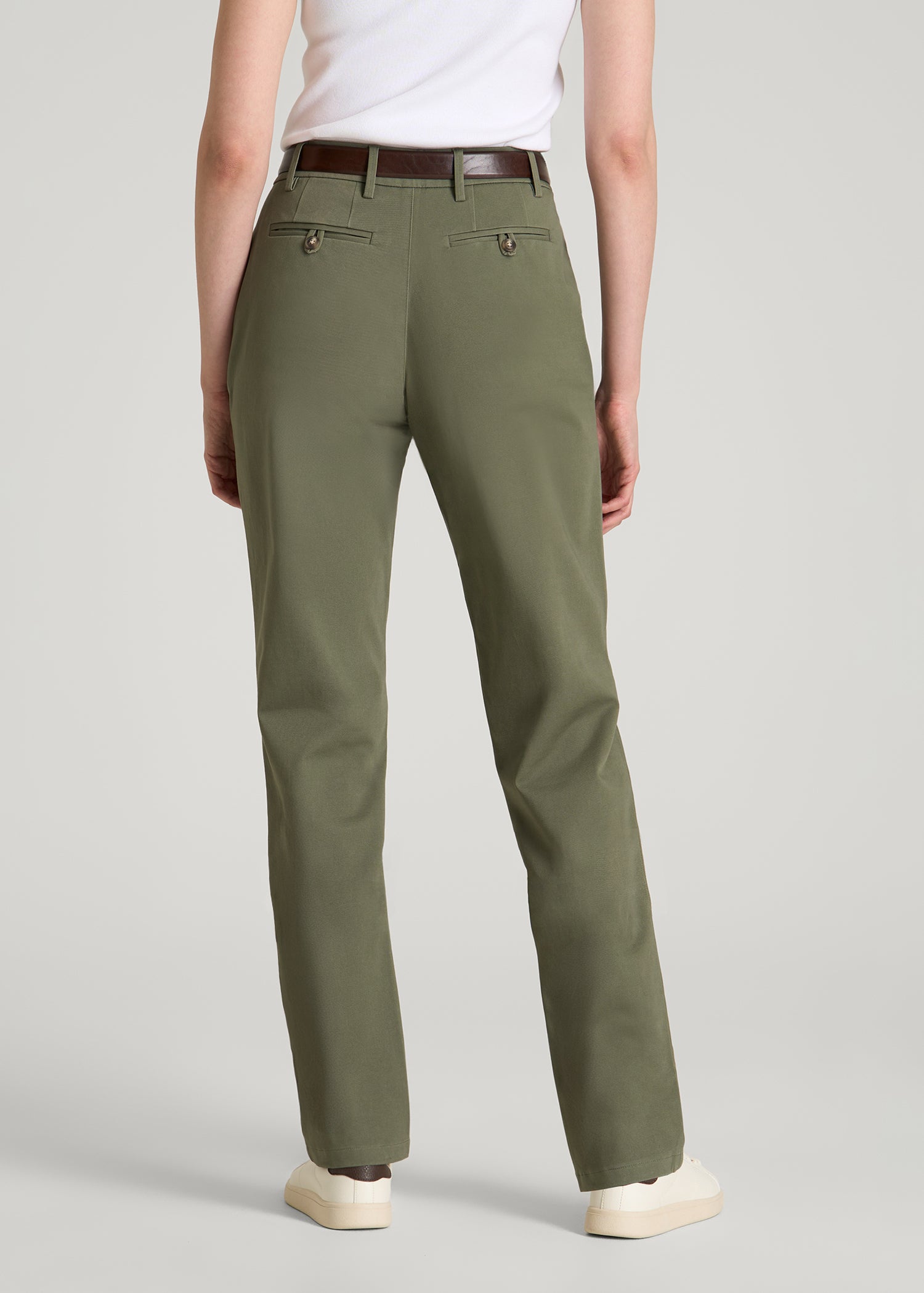 Stretch Commuter Tapered Fit Chino Pants for Tall Women in Olive