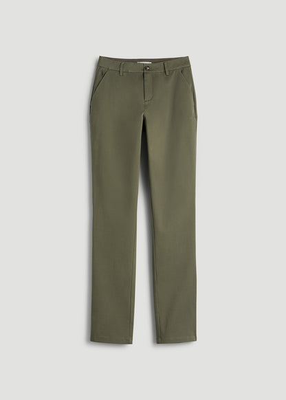 Stretch Commuter Tapered Fit Chino Pants for Tall Women in Olive