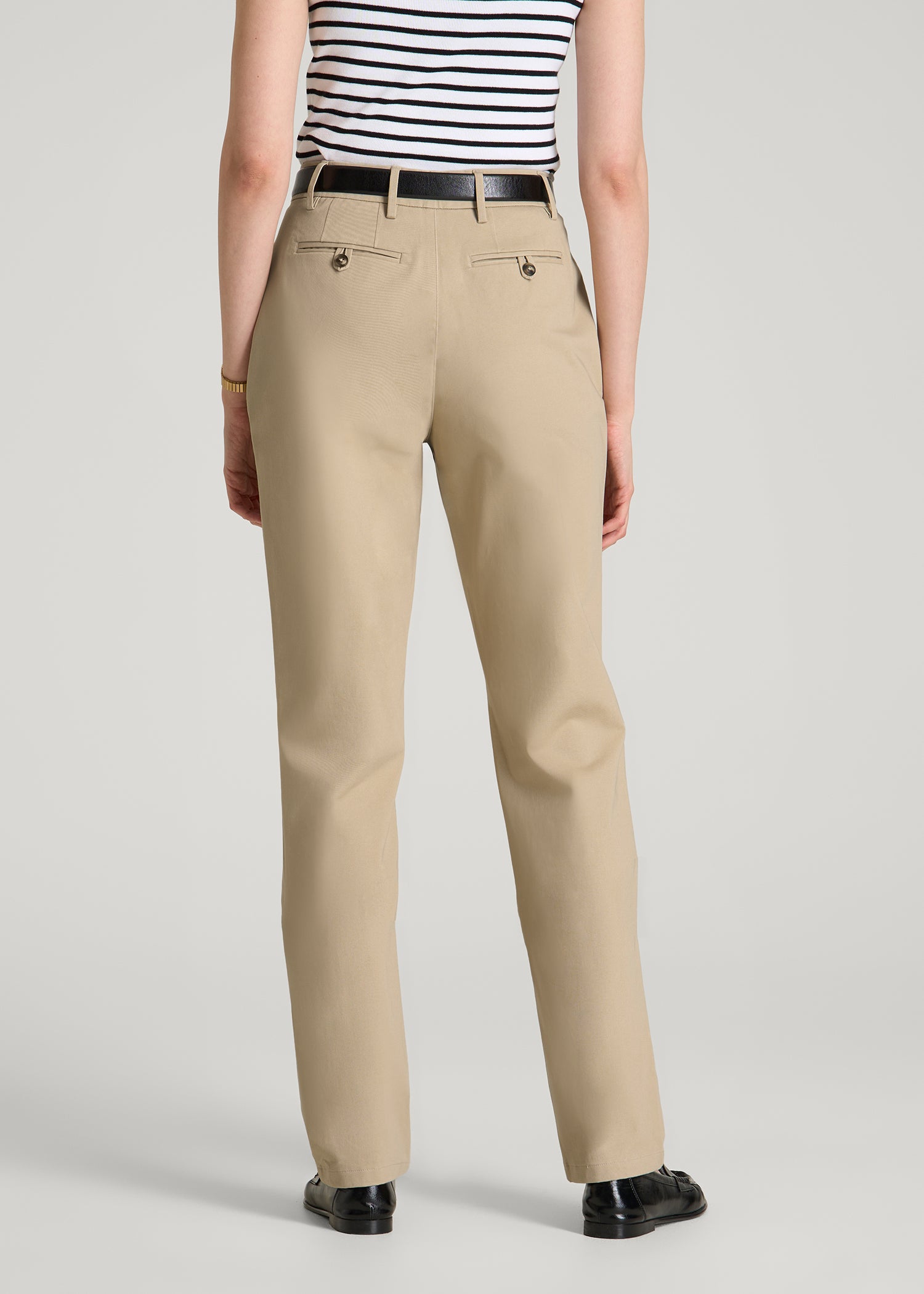 Stretch Commuter Tapered Fit Chino Pants for Tall Women in Warm Taupe