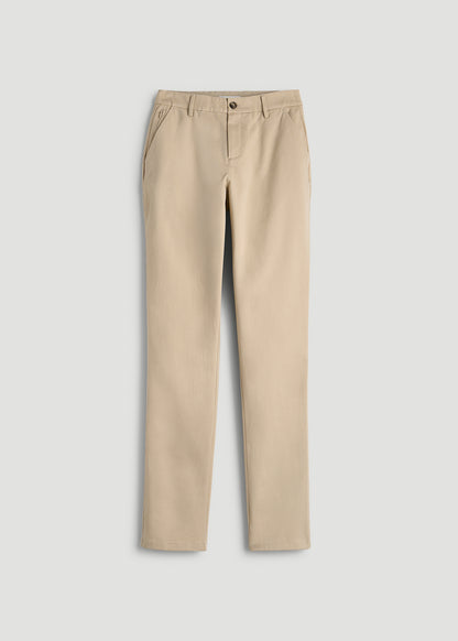 Stretch Commuter Tapered Fit Chino Pants for Tall Women in Warm Taupe